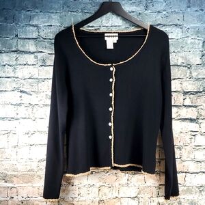 Apart Impressions | Retro Y2K Black and Tan Cardigan Sweater